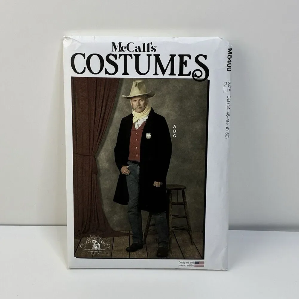 Mens Trench Coat Jacket Costume Sheriff Size 44-52 UNCUT Pattern m8400 Bandana